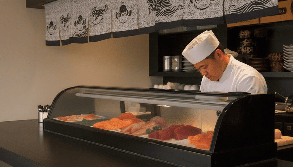 The restaurant is famous for its Teppanyaki art, where the chef demonstrates his skillful cooking skills